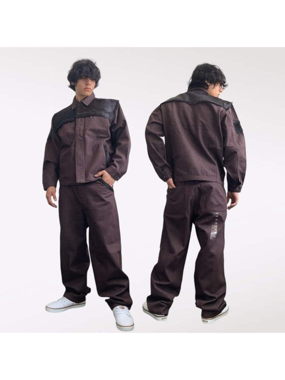 Men's Davoucci Brown Pony Hair Denim Jacket & Pants Set NWT